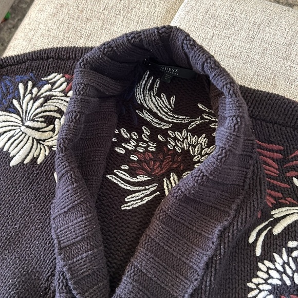 GUESS CARDIGAN EMBROIDERED COAT BLACK XS - Picture 8 of 12